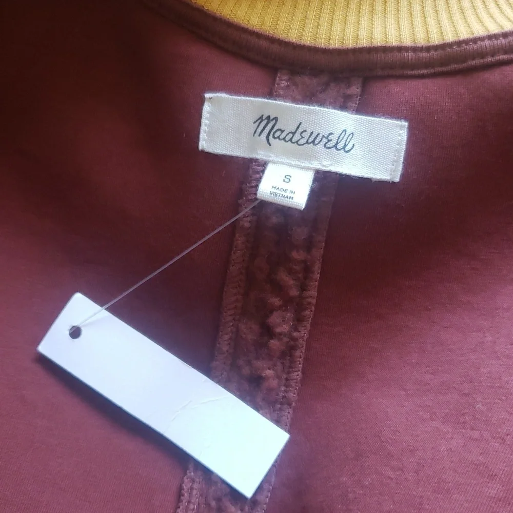 Madewell Brown Faux Sherpa Bomber Jacket Size S New - Picture 7 of 7